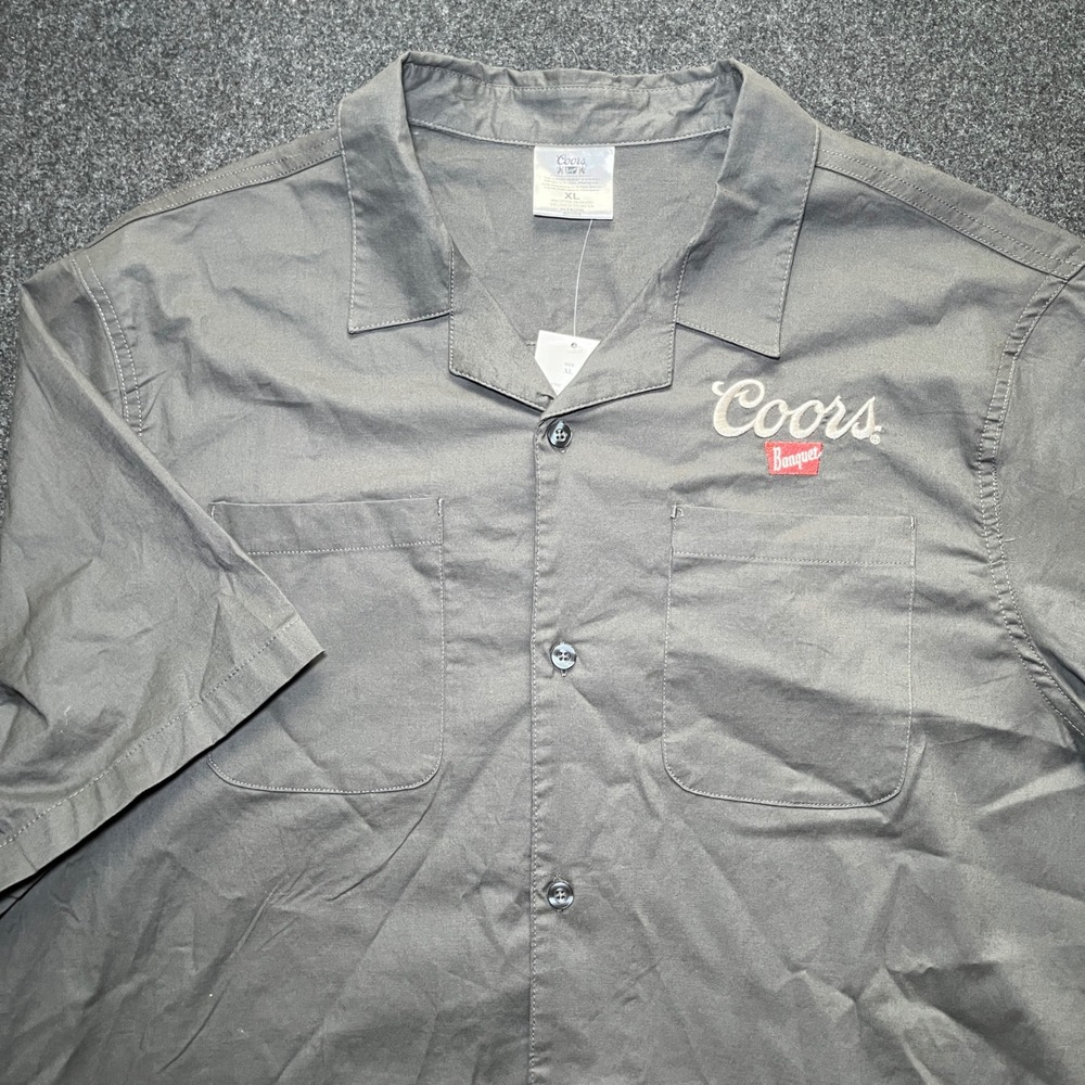 Coors Banquet Rodeo Shirt Mens XL Grey NWT Short Sleeve Embroidered Button Up